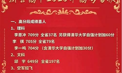 新县高中2020年高考成绩单,新县高中高考分数